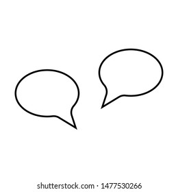 Two black speaking bubbles on a white background, vector illustration for design.
