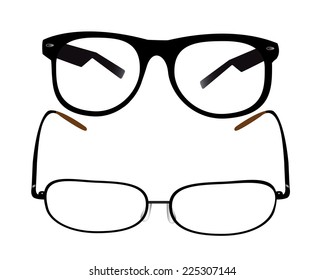 two black spectacles for the eyes on a white background