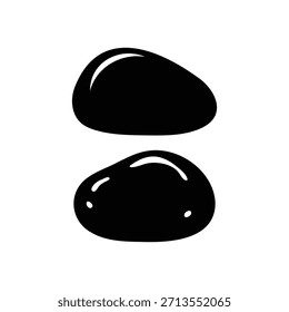Diseño de ilustración plana de Vector de silueta de piedra negra. Icono de piedra.