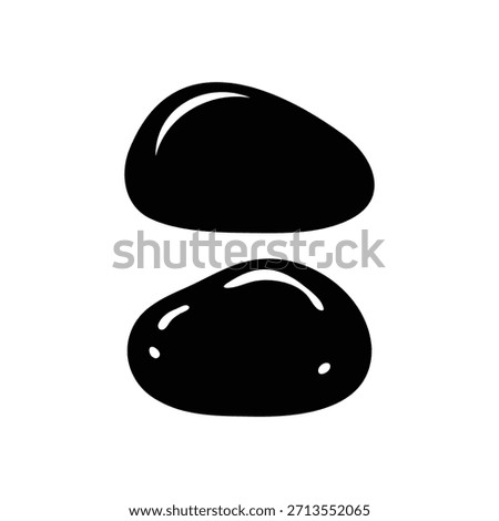 Two black stone silhouette vector flat illustration design. Stone icon.