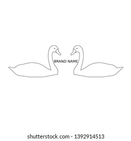 two black swans on white background. Logo concept vector