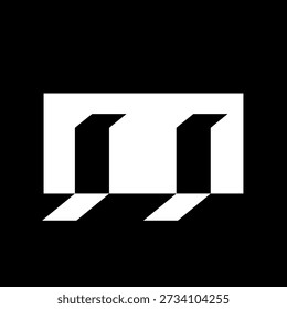 Two black towers with shadows on a white background minimalism vector schematic