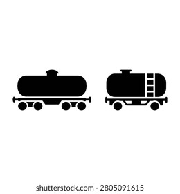 Two black train tank car silhouettes vector illustration