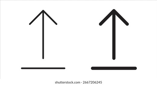 Two black upward arrows with thick lines, one larger than the other, isolated on a white background.