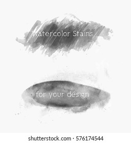 Two black watercolor splashes vector