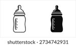 Two black and white baby bottle with measurement markings