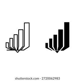 Dois gráficos de barras em preto e branco com tendências ascendentes e estatísticas crescentes aumentando os dados