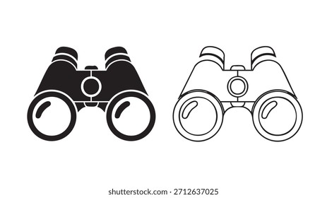 Dos prismáticos en blanco y negro. Uno está a la izquierda y el otro a la derecha