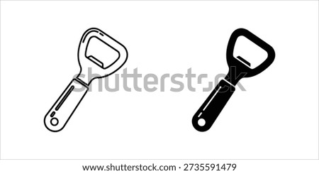 Two black and white bottle openers outline and filled