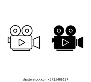 Dos cámaras en blanco y negro con Botones de reproducción en la cámara central grabación de medios en blanco y negro