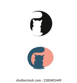 dos logotipos de gatos en blanco y negro con diferentes antecedentes