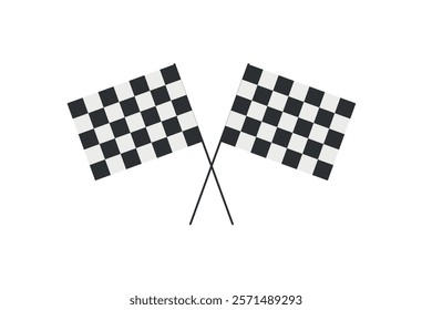 Two black and white checkered flags crossed in the center, symbolizing racing and victory