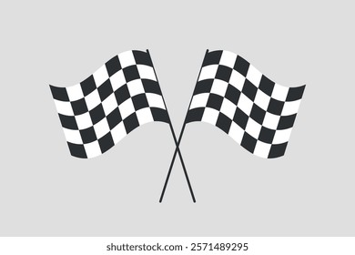 Two black and white checkered flags crossed in the center, symbolizing racing and victory