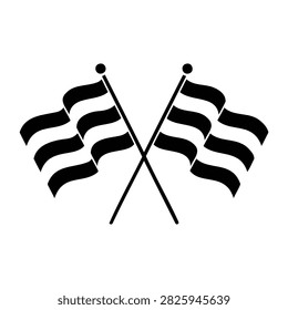 Two black and white checkered flags crossed on transparent background