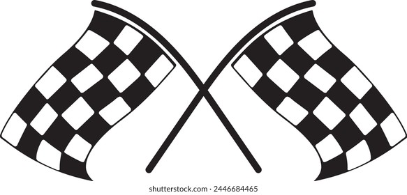 Dos banderas de carreras a cuadros en blanco y negro. Indicadores de inicio o fin.