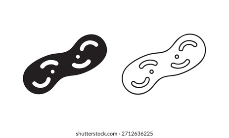Two black and white circles with a white dot in the middle. The circles are connected by a line
