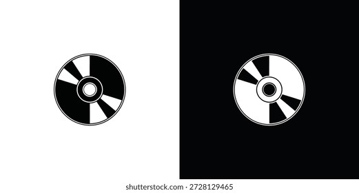 Two black and white circular with radial segments on contrasting backgrounds