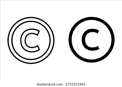 Dos símbolos de Derechos de autor blanco y negro en letras circulares