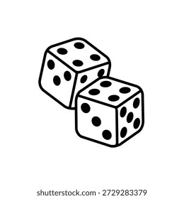 Dos dados en blanco y negro mostrados en una ilustración minimalista simple