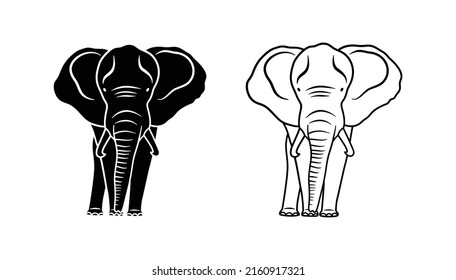 elephant black and white clipart