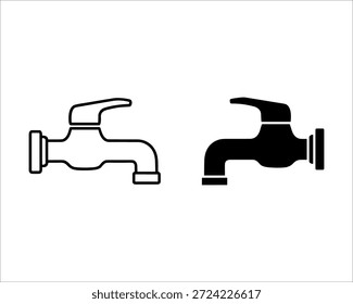 Two black and white faucet with different styles and colors water plumbing outline