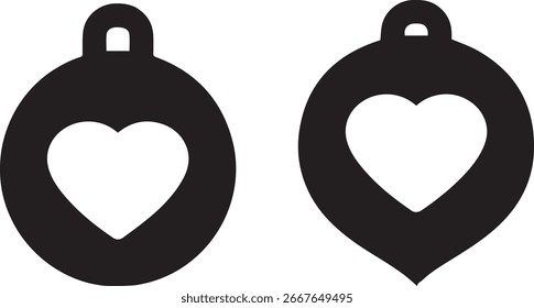 Dos adornos en forma de corazón blanco y negro