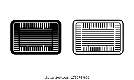 Two black and white line art icons depicting rectangular grilles or vents, isolated on a white background.
