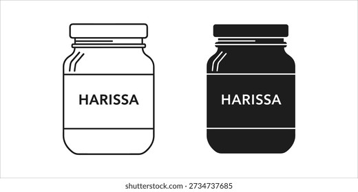 Two black and white line jars labeled harissa line black and white