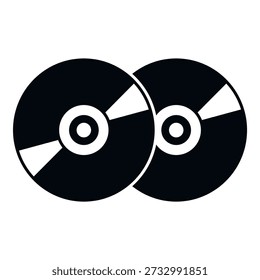 Two black and white optical discs representing music, movies, or computer data storage