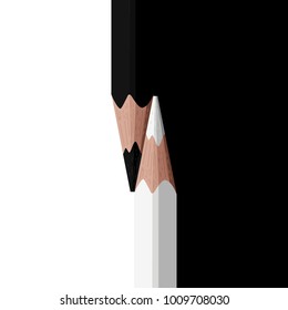 Two Black and White Pencils Vector Icon. Vector, Illustration