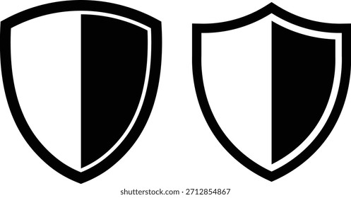 Dois ícones de escudo preto e branco lado a lado símbolo de segurança