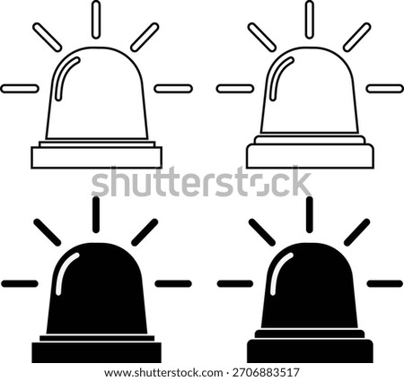 Two black and white siren lights with flashing beams alert warning