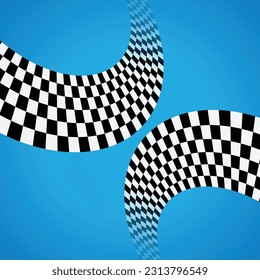 Two black and white sport flags silhouettes for start and finish lines