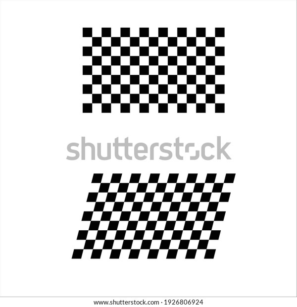 Two black and white sport flags silhouettes for\
start and finish lines
