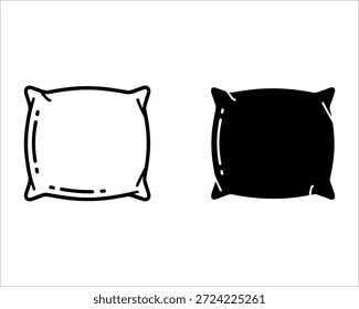 Dos almohadas cuadradas blancas y negras con orejas de gato sobre un fondo liso