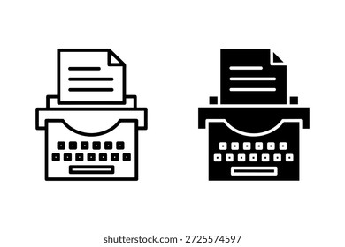 Two black and white typewriters with paper and keyboard details