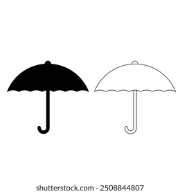 two black and white umbrellas. vector umbrella icon illustration on white background