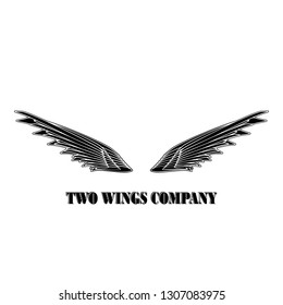 Two  black wings logo company. Two wings with white stripes vector eps10 