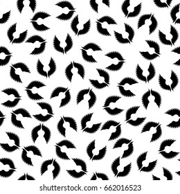 two black wings. white background. seamless pattern. stipple effect. vector illustration 