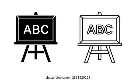 Two blackboards with letters one solid silhouette and one line drawing illustration blackboard chalkboard schoolboard
