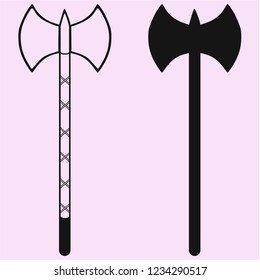 Two blade battle axe halberd vector silhouette isolated