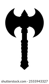 Two blade battle axe viking silhouette vector illustration design on white background.