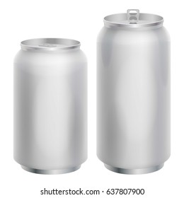 Two blank aluminum cans mockup. Realistic illustration of aluminum cans vector mockup for web