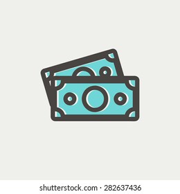 Two blank bills icon thin line for web and mobile, modern minimalistic flat design. Vector icon with dark grey outline and offset colour on light grey background.