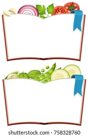 Two blank book with fresh vegetables illustration