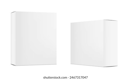 Two Blank Cardboard Packaging Boxes Mockup Isolated On White Background. EPS10 Vector