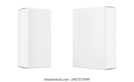 Two Blank Cardboard Packaging Boxes Mockup Isolated On White Background. EPS10 Vector