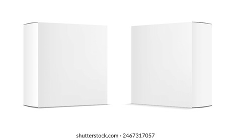 Two Blank Cardboard Packaging Boxes Mockup Isolated On White Background. EPS10 Vector