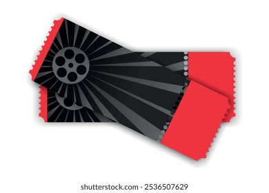 Two blank cinema tickets templates in realistic style. Cinema ticket design. Front view. Vector illustration