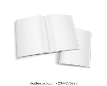 Two Blank Magazine, Book, Booklet, Brochure Cover. Opened And Closed. EPS10 Vector